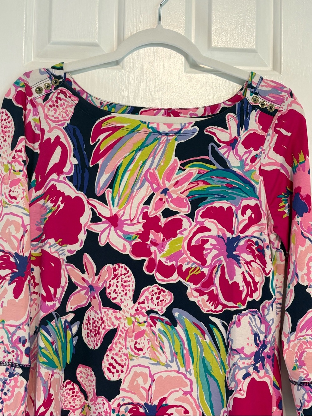 Lilly Pulitzer Pink Tropical Floral Shift Dress Medium Resort Coastal Preppy - Picture 5 of 9